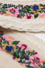 White textured floral strip socks