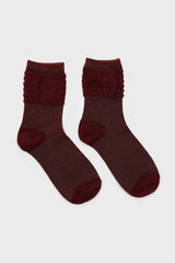 Red ribbed glitter puffed ankle socks