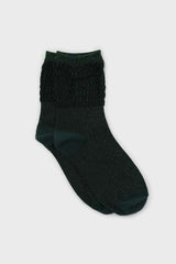 Green ribbed glitter puffed ankle socks