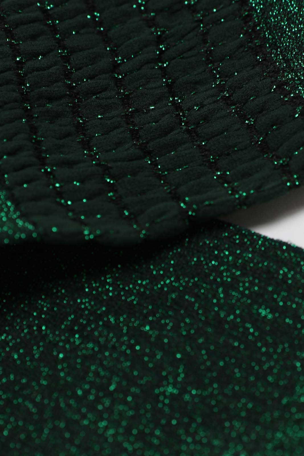 Green ribbed glitter puffed ankle socks