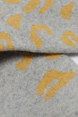 Pale grey and yellow leopard wool blend socks