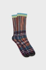 Light blue and purple metallic checked socks