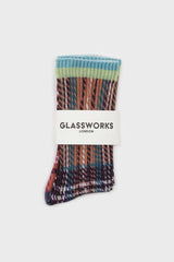 Light blue and purple metallic checked socks
