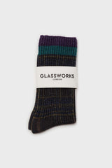 Navy and yellow metallic checked socks