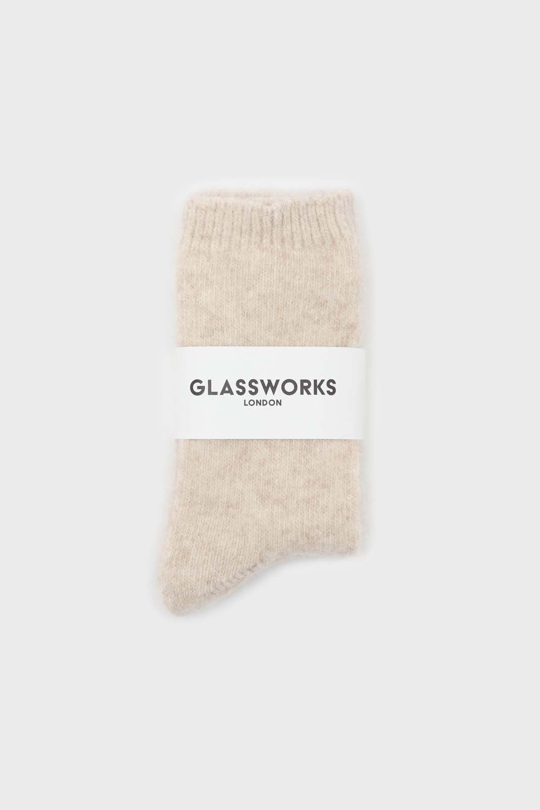 Heather beige angora smooth socks