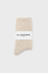 Heather beige angora smooth socks