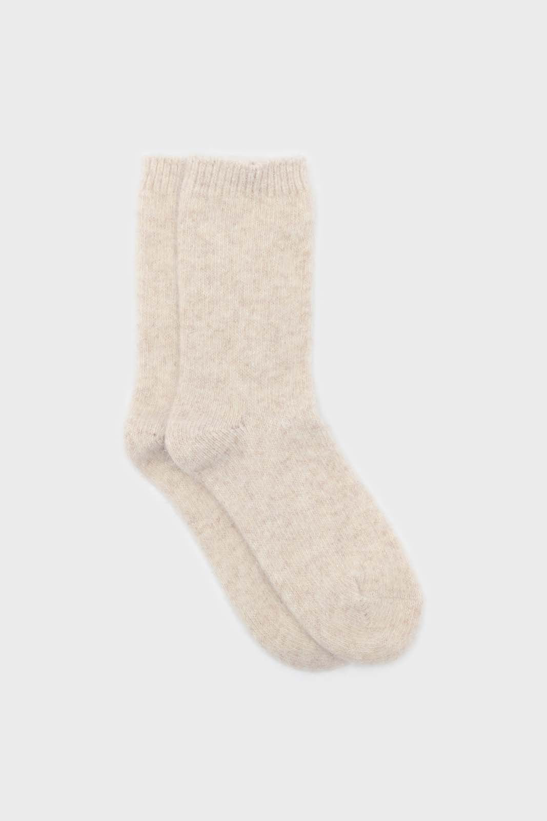 Heather beige angora smooth socks