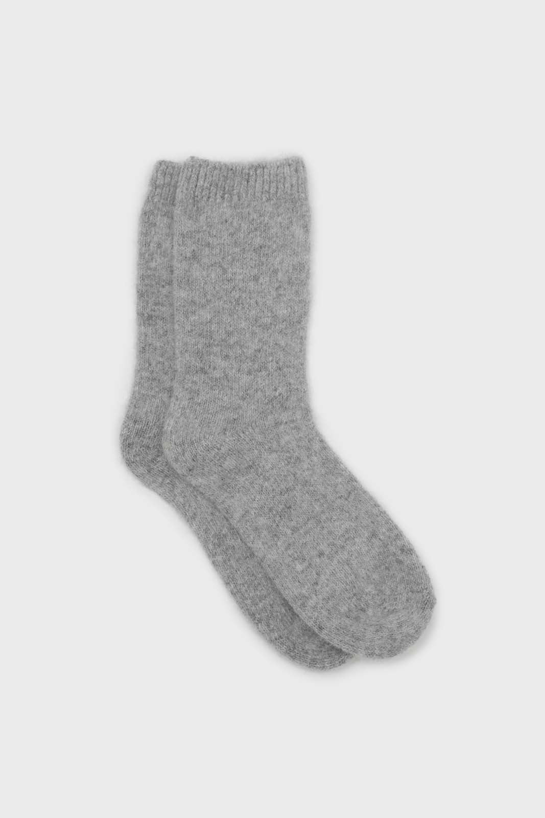 Pale grey angora smooth socks