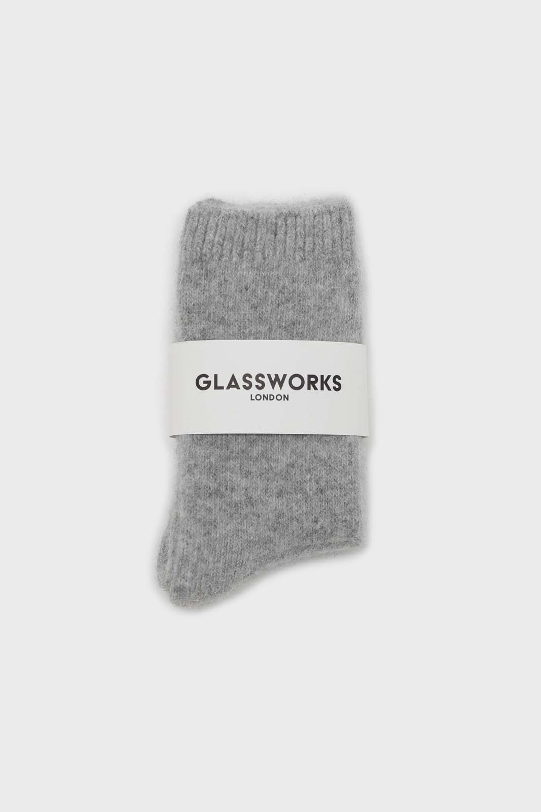 Pale grey angora smooth socks