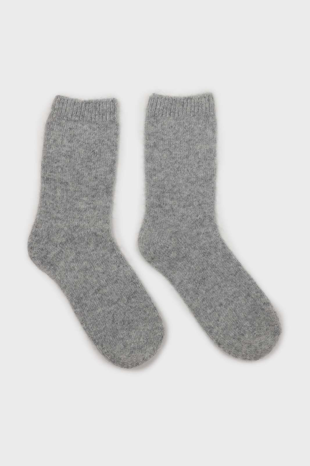Pale grey angora smooth socks