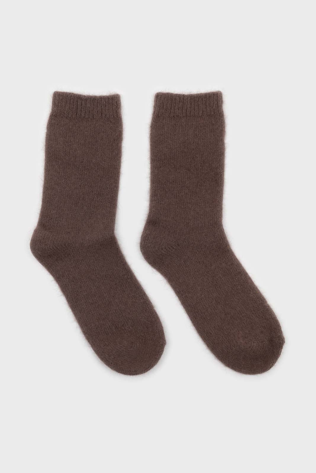 Deep brown angora smooth socks