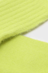 Neon yellow angora ribbed socks