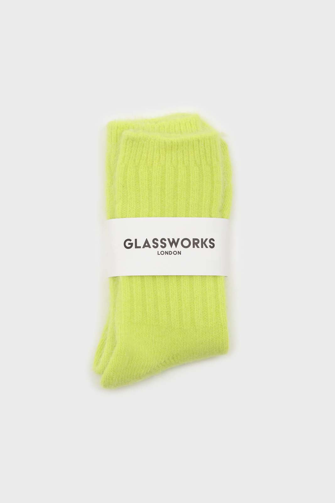 Neon yellow angora ribbed socks