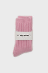 Bright pink angora ribbed socks