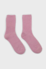 Bright pink angora ribbed socks