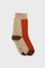 Orange and beige thick vertical strip socks