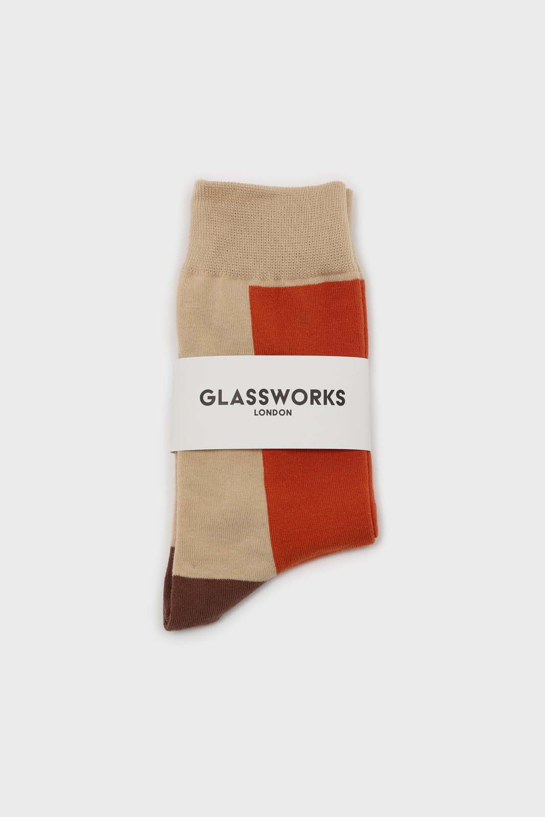Orange and beige thick vertical strip socks