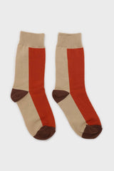 Orange and beige thick vertical strip socks