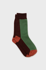 Green and brown thick vertical strip socks