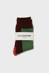Green and brown thick vertical strip socks