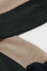 Light beige and green thick vertical strip socks