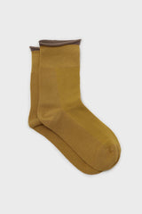 Yellow and beige rolled trim socks
