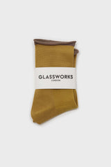 Yellow and beige rolled trim socks