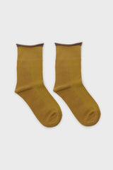 Yellow and beige rolled trim socks