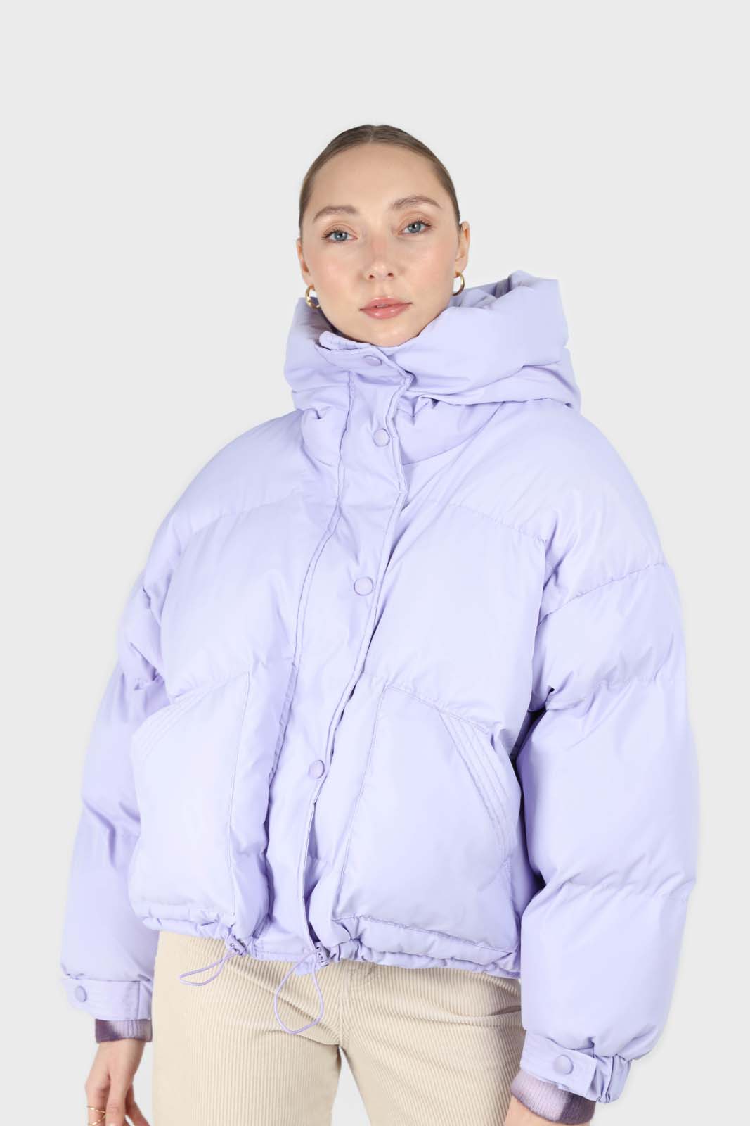 Lilac hooded thick puffer jacket