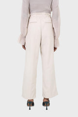 Ivory side buckle wide leg trousers