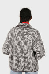 Charcoal herringbone alpaca wool blend cardigan