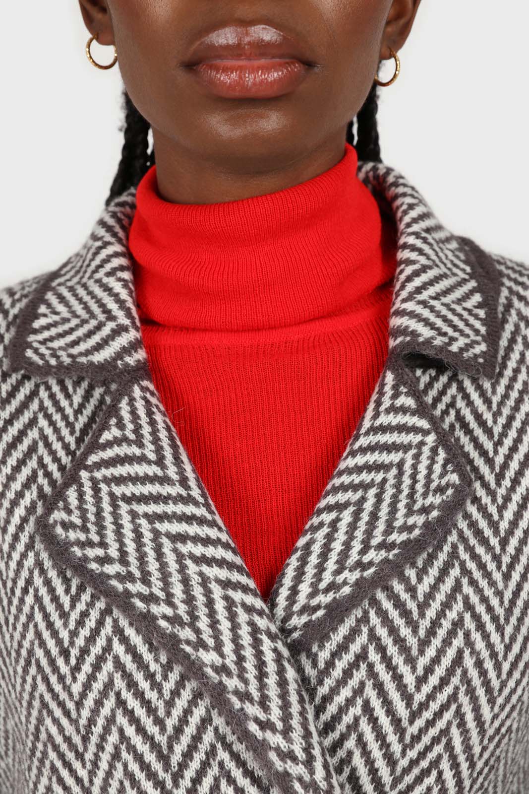 Charcoal herringbone alpaca wool blend cardigan