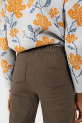 Khaki straight thick loose fit trousers
