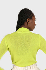Bright green wool blend turtleneck top