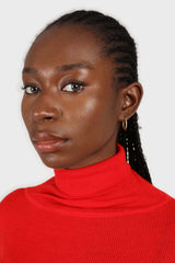 Bright red wool blend turtleneck top