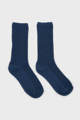 Dark blue long ribbed socks