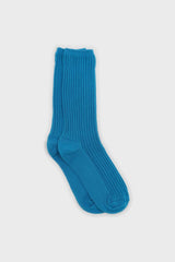 Bright blue long ribbed socks