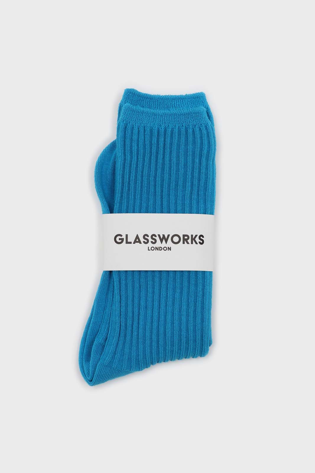 Bright blue long ribbed socks