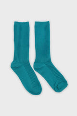Aqua blue long ribbed socks