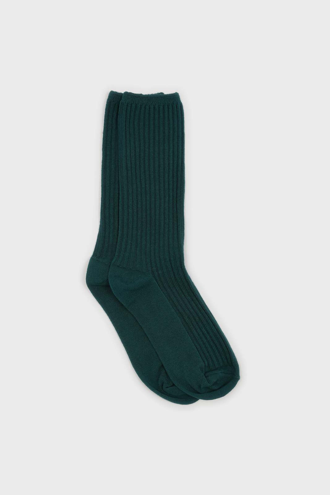Dark green long ribbed socks