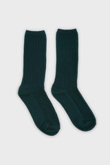 Dark green long ribbed socks