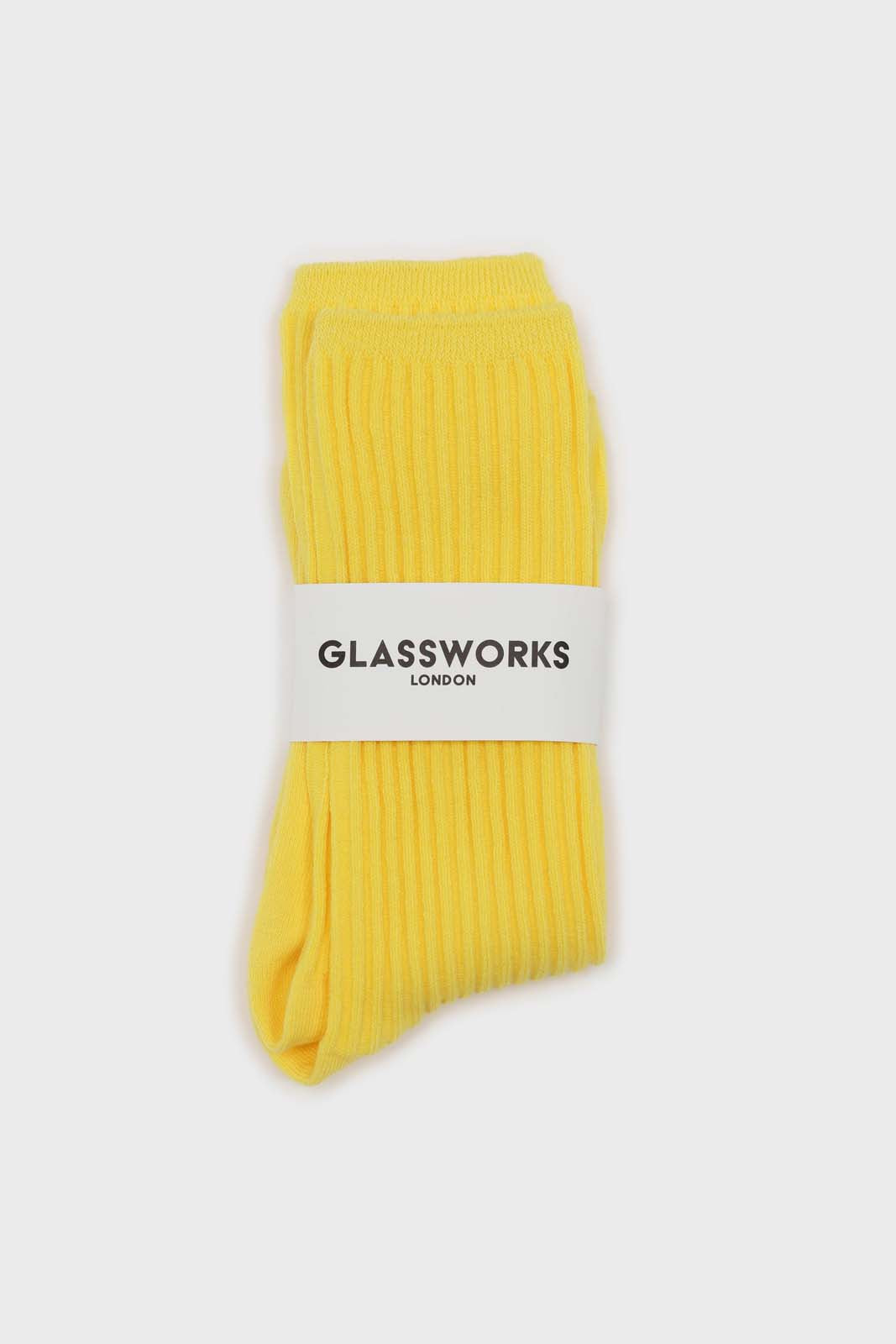 Bright yellow long ribbed socks