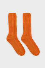 Bright orange long ribbed socks