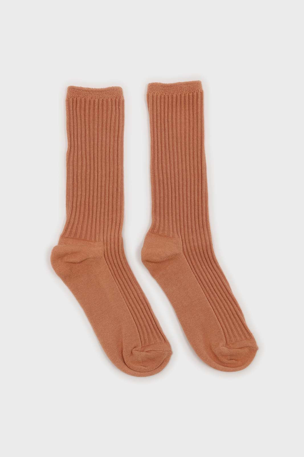 Peach long ribbed socks