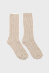 Oatmeal long ribbed socks