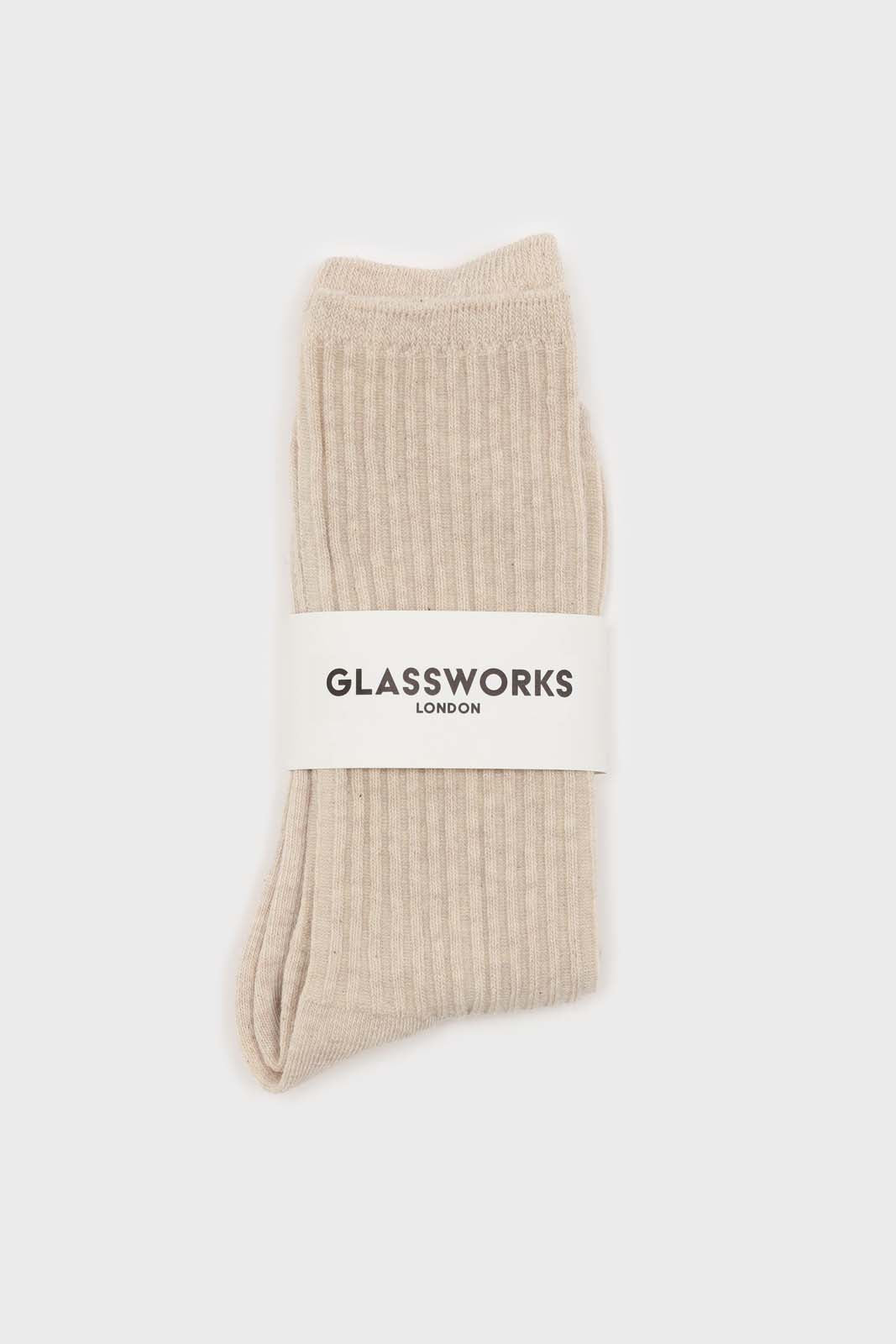 Oatmeal long ribbed socks