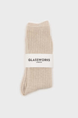 Oatmeal long ribbed socks