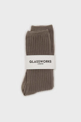 Light khaki long ribbed socks