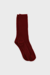 Burgundy long ribbed socks
