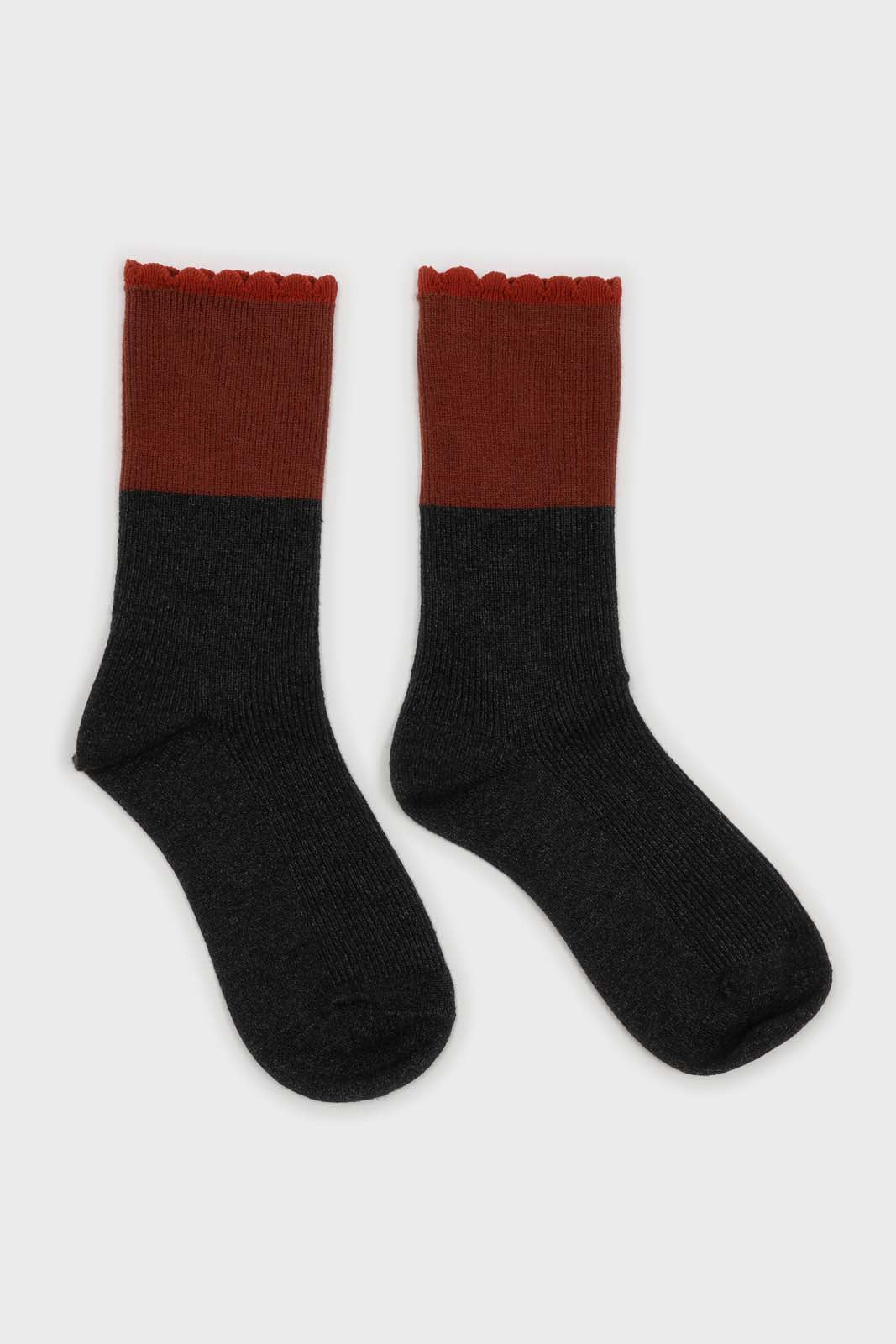 Black and brown colorblock long socks